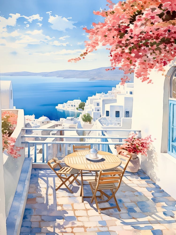 Mykonos Sommer-Aquarell 4