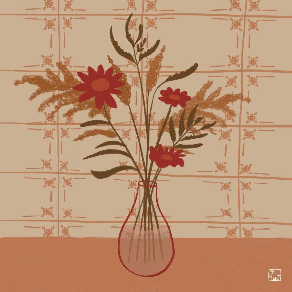 Vase Of Flowers In Grandmas House Square