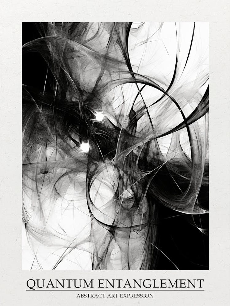 Quantum Entanglement Abstract Black And White 3 Poster