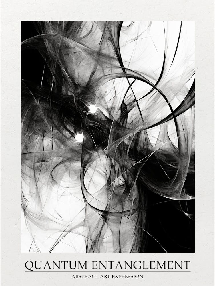 Quantum Entanglement Abstract Black And White 3 Poster