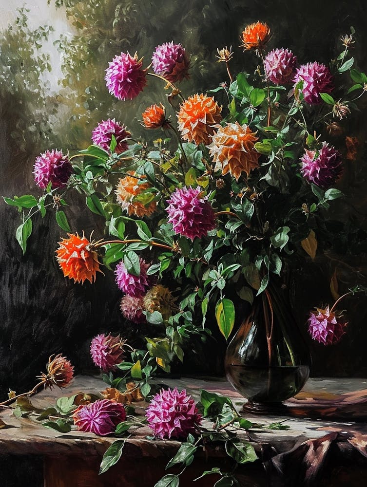 Nature morte florale baroque Globe Amaranth 3