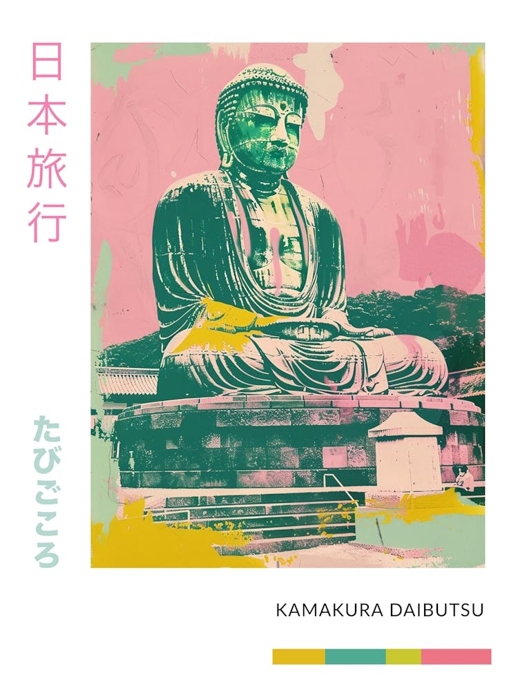 Kamakura Daibutsu Japan Retro Duotone Silkscreen Poster 3