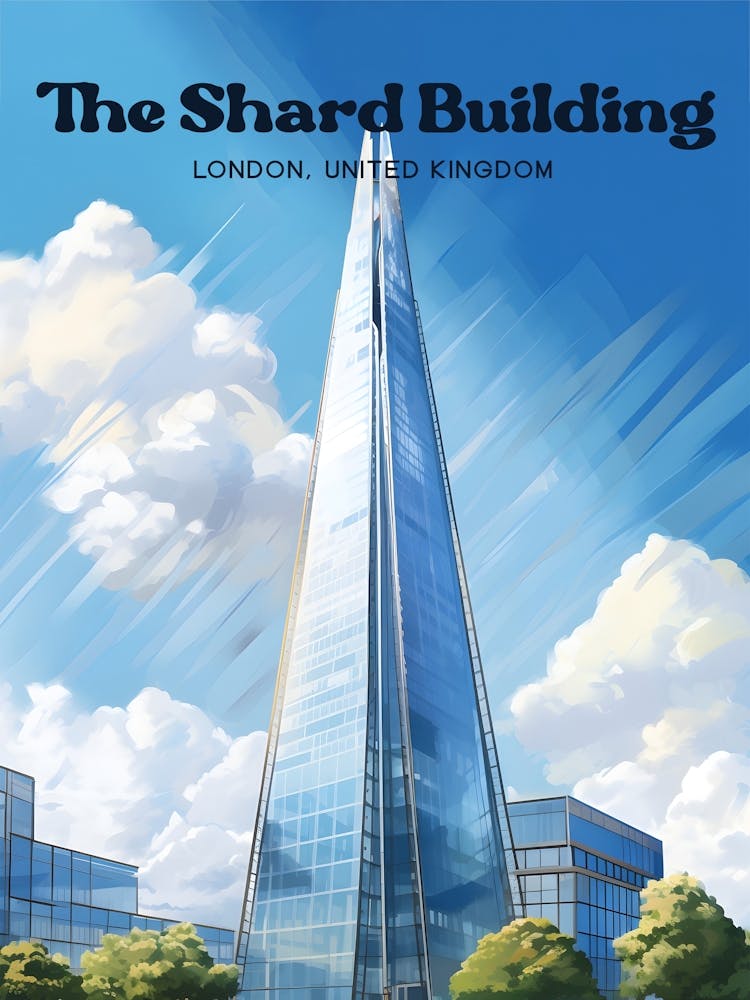 The Shard Building London Architecture Modern Travel Illustration