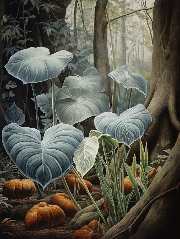 Vintage Jungle Botanical Illustration Taro 2