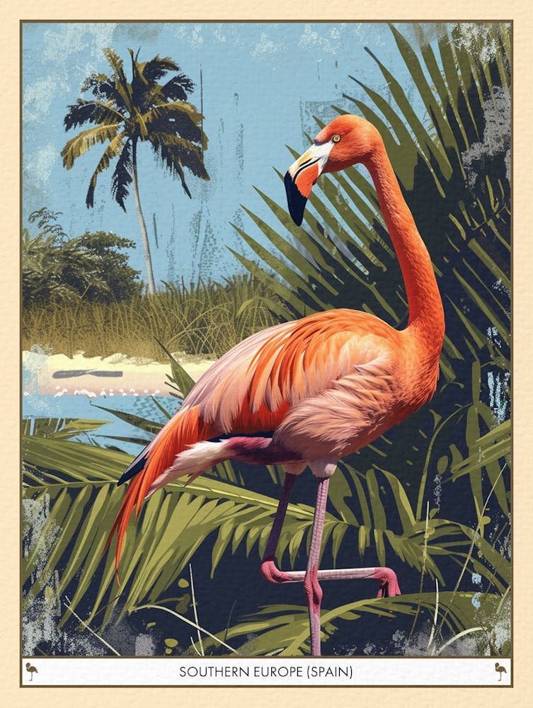 Greater Flamingo Southern Europe Spain Tropical Illustration 7 Poster