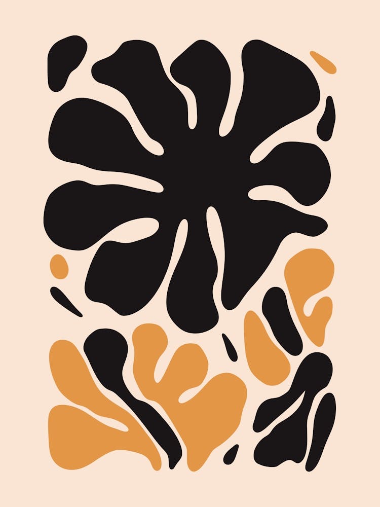 Abstract Black And Orange Flower