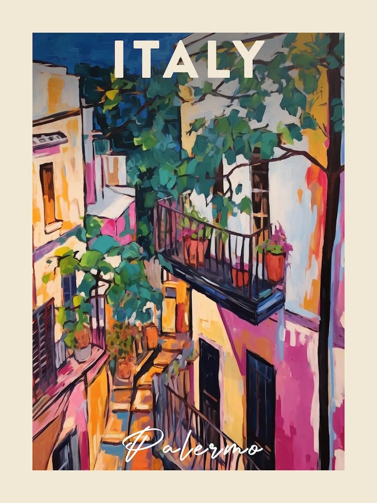 Palermo Italy 3 Fauvist Painting Travel Poster