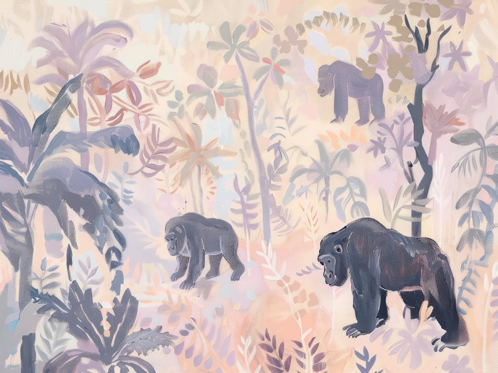 Gorillas Tropical Jungle Illustration 2