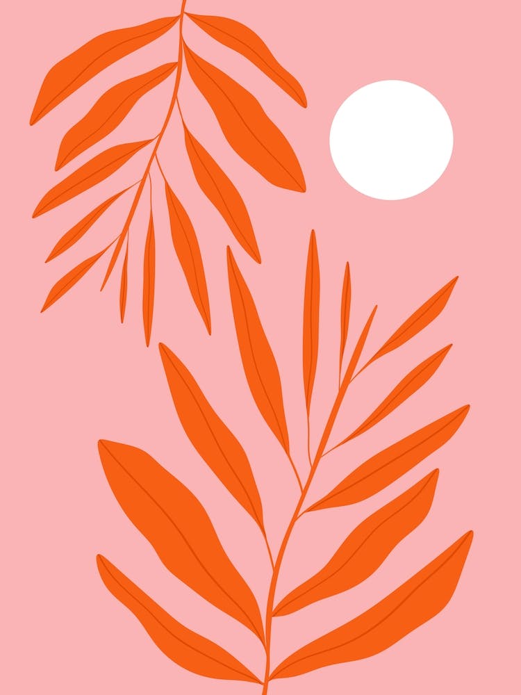 Orange Leaf Pink Sky