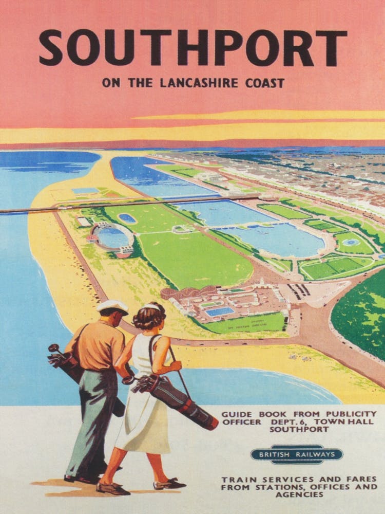 Southport On The Lancashire Coast Golf Vintage Poster