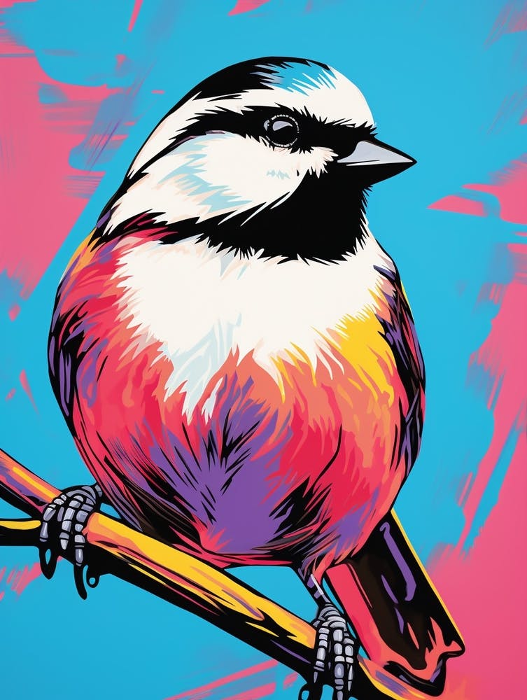 Andy Warhol Style Bird Carolina Chickadee 1
