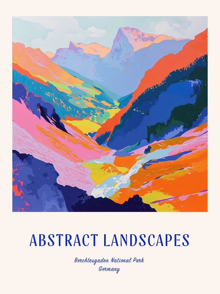 Colourful Abstract Berchtesgaden National Park Germany 1 Poster Blue