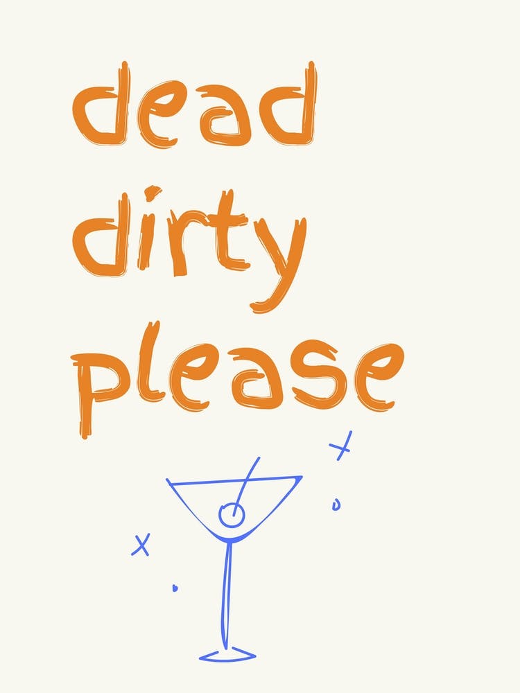 Dirty Martini Cocktail Poster Orange