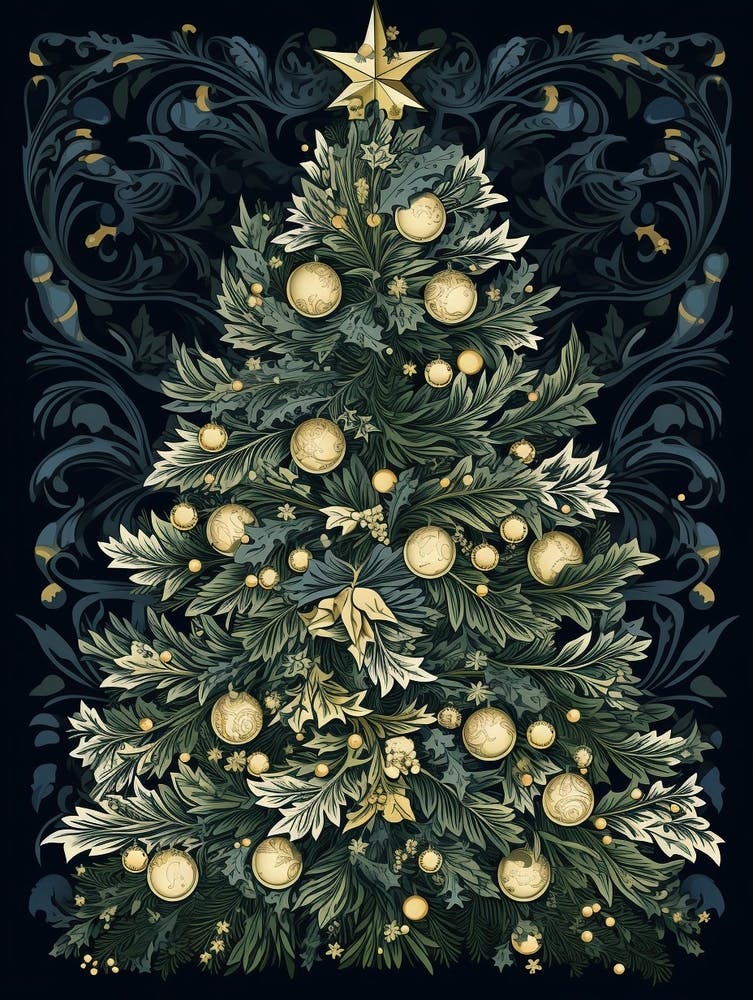 William Morris Style Christmas Tree 5