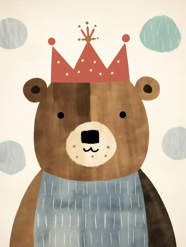 Little Grizzly Bear 2 Wearing A Crown