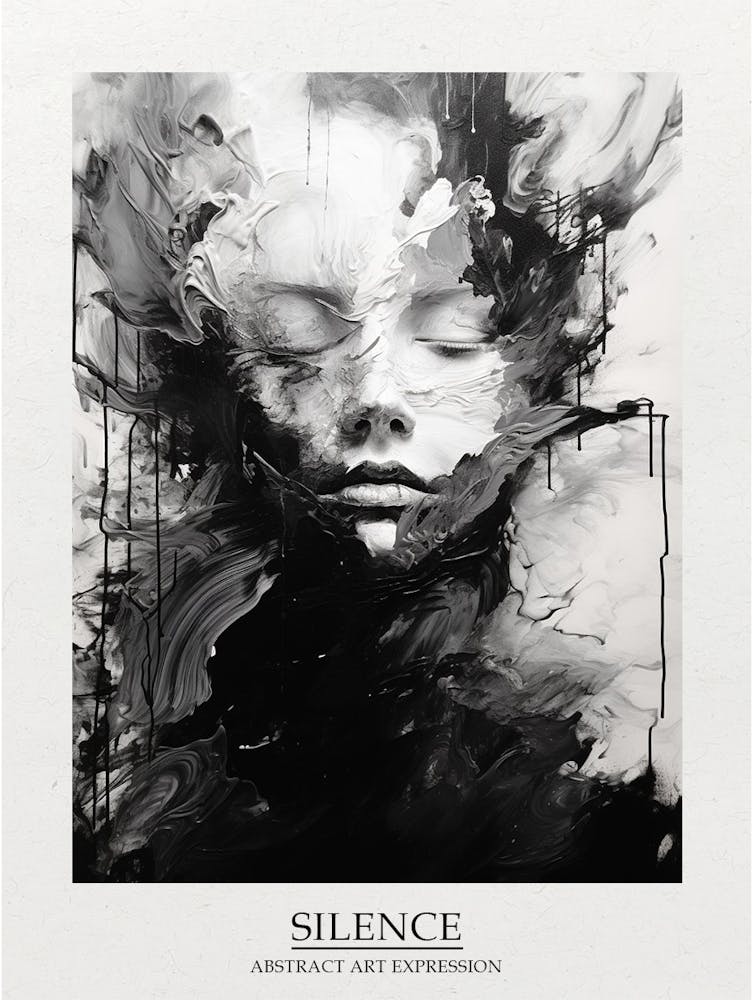 Silence Abstract Black And White 6 Poster
