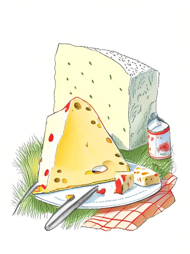 Appenzeller Cheese Dairy Food Pencil Illustration 1