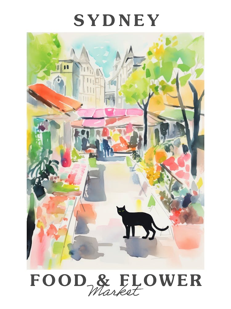 Marché Alimentaire avec des Chats à Sydney 1 Affiche