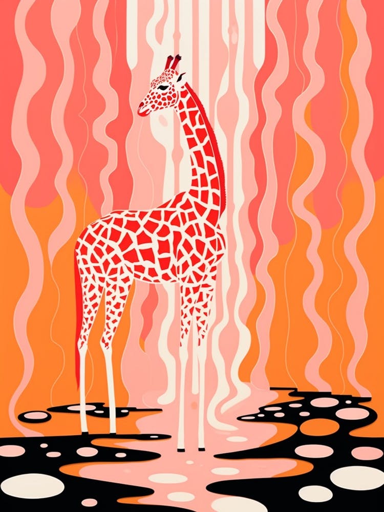 Swirl Pattern Giraffe Pink & Orange 1