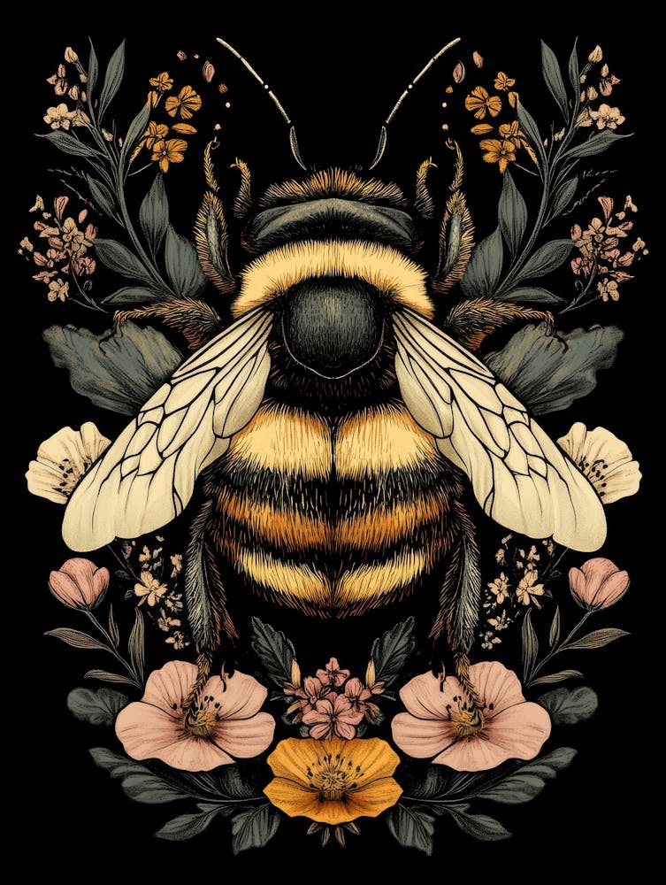 Bee With Flowers 2