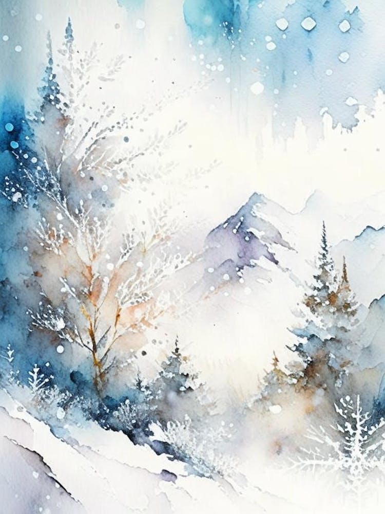 Snowflakes In The Mountains, Snowflakes, Storybook Watercolours 2