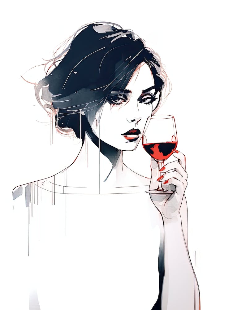 Girl With A Glass Of Wine