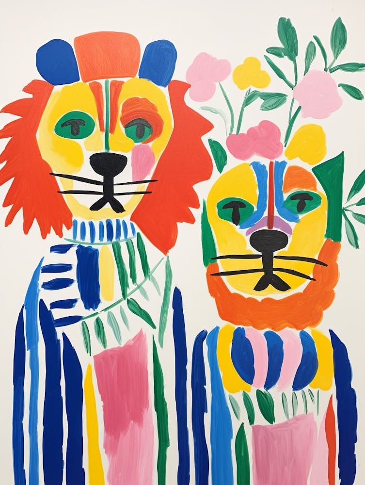 Colourful Kids Animal Art Lion 3