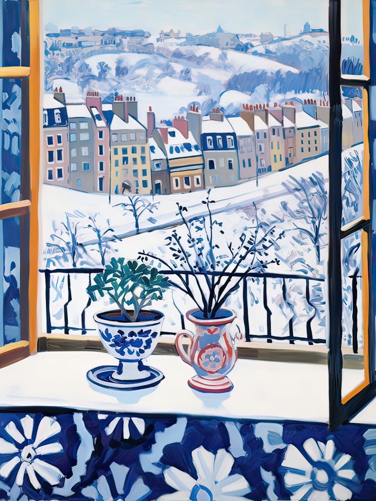 Le Rebord De Fenêtre d'Édimbourg Écosse Neige Inspiré Par Matisse 3