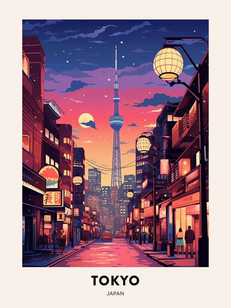 Winter Night  Travel Poster Tokyo Japan 3