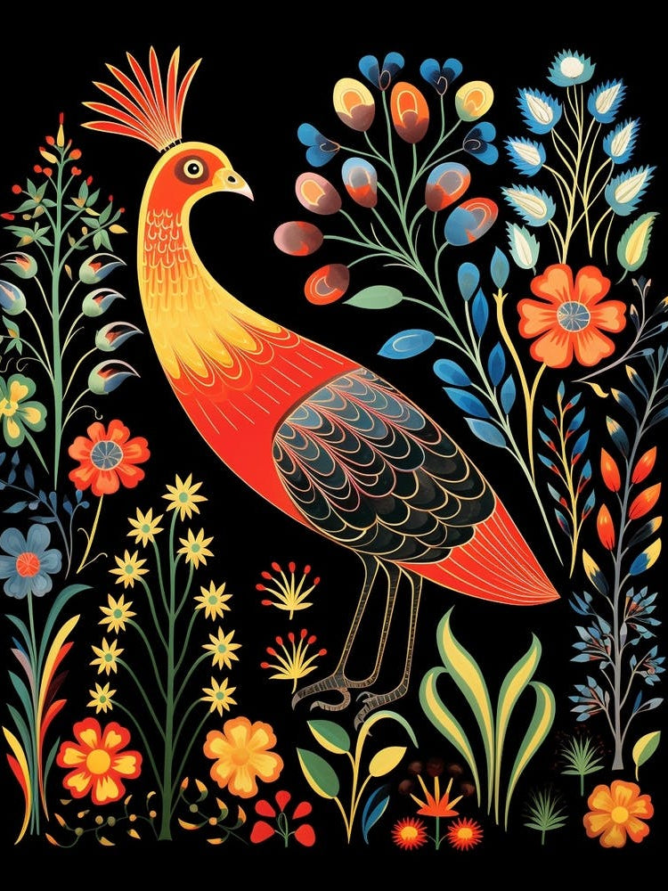 Folk Bird Illustration Grouse 1