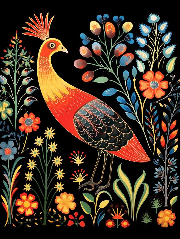 Folk Bird Illustration Grouse 1