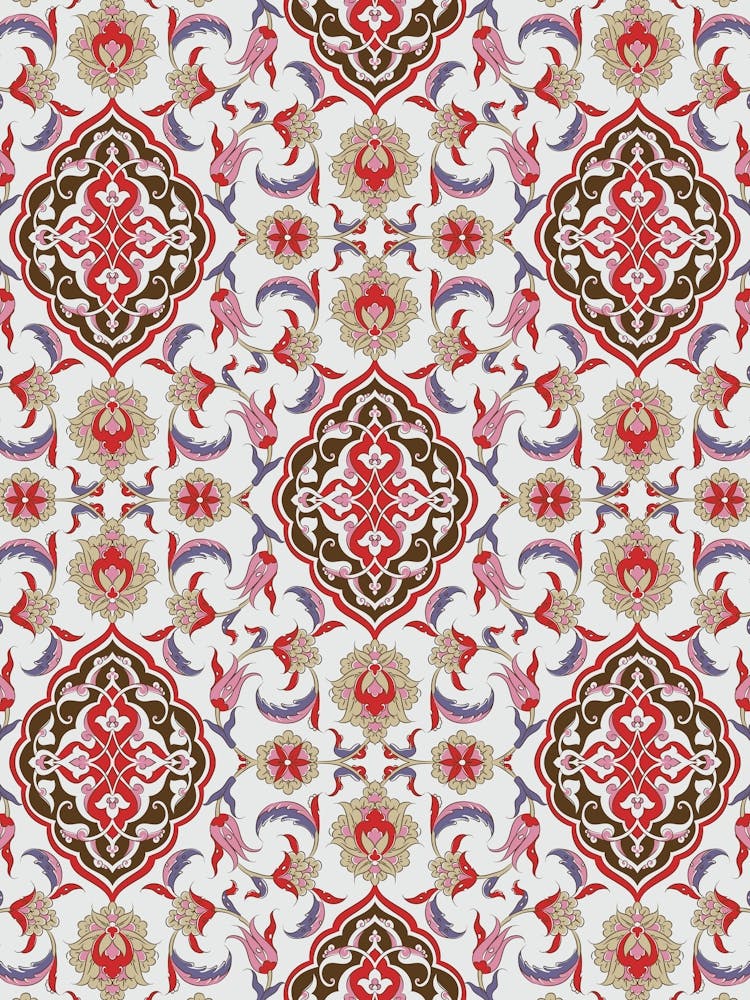Red And White Floral Pattern — Iznik Turkish pattern, floral decor