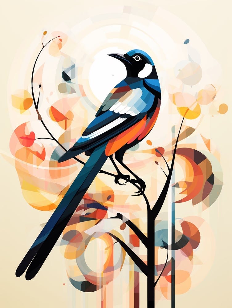 Bird Painting Collage Magpie 2