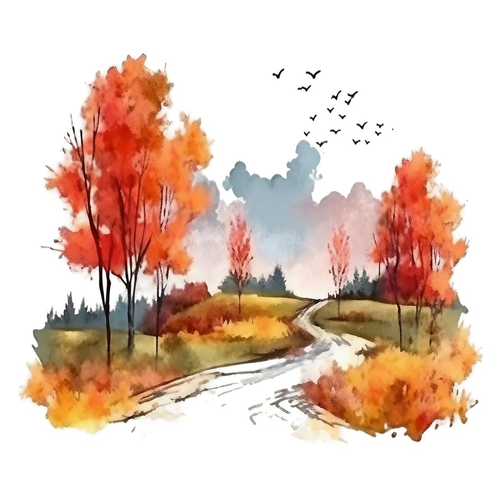 Watercolor Autumn Trees 6