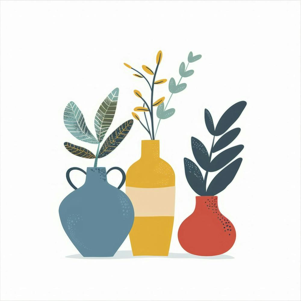 Three Vases With Plants 1