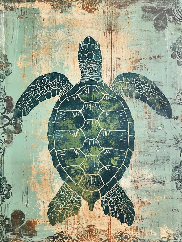 Ornamental Sea Turtle Wallpaper Style 8