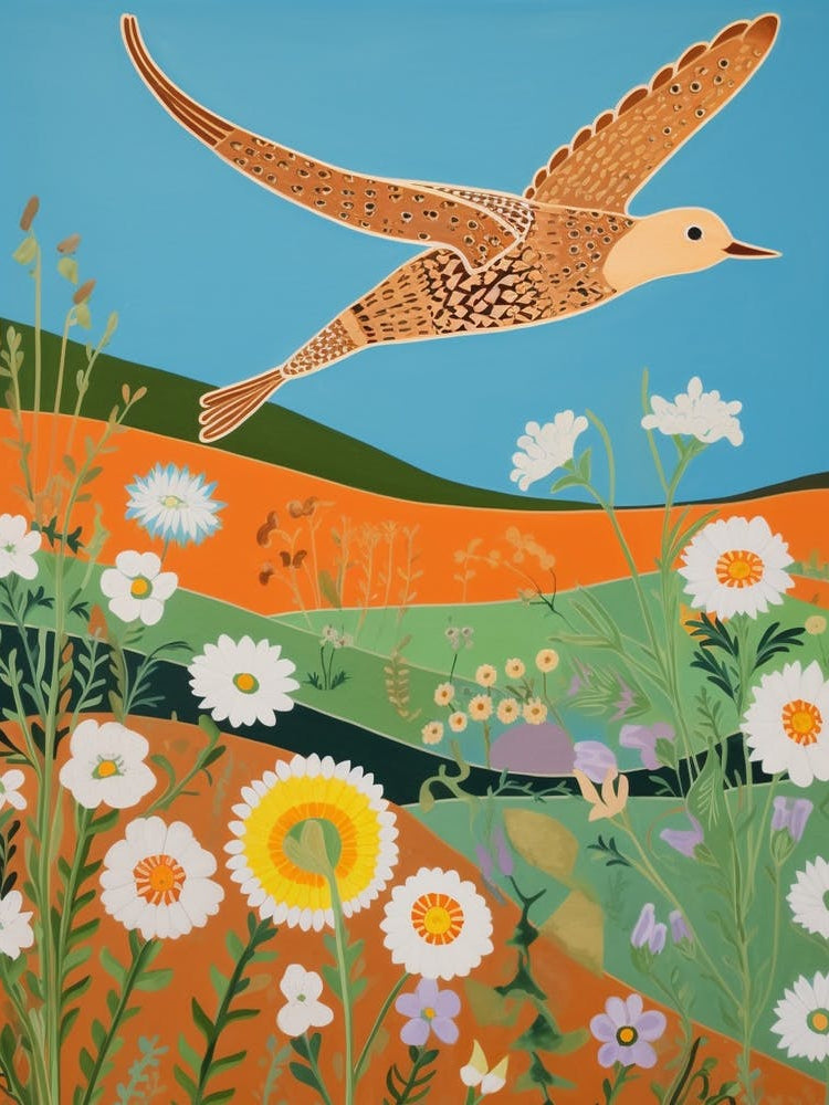 Maximalist Bird Painting Dunlin 1