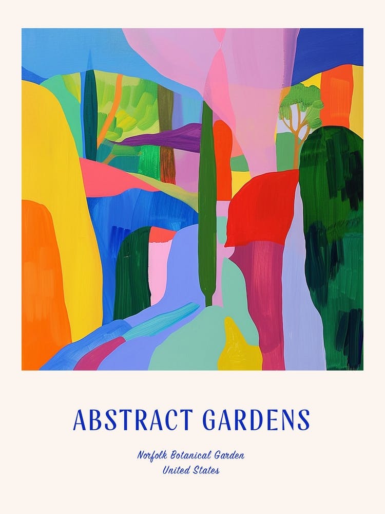 Colourful Gardens Norfolk Botanical Garden Usa 1 Blue Poster