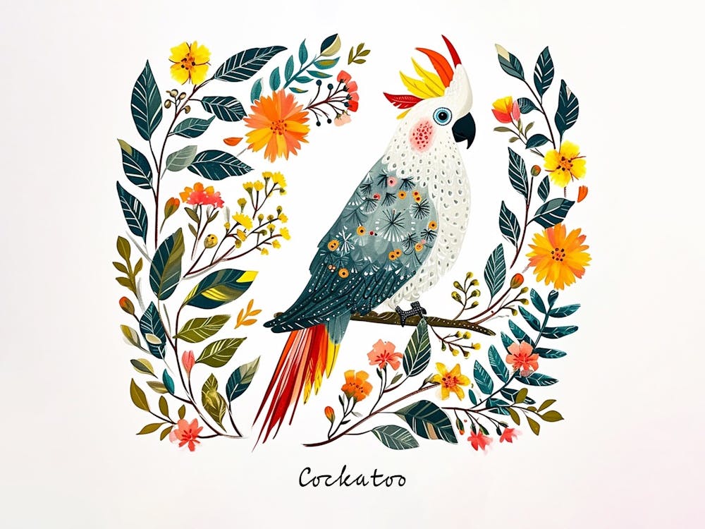 Little Floral Cockatoo 1 Poster