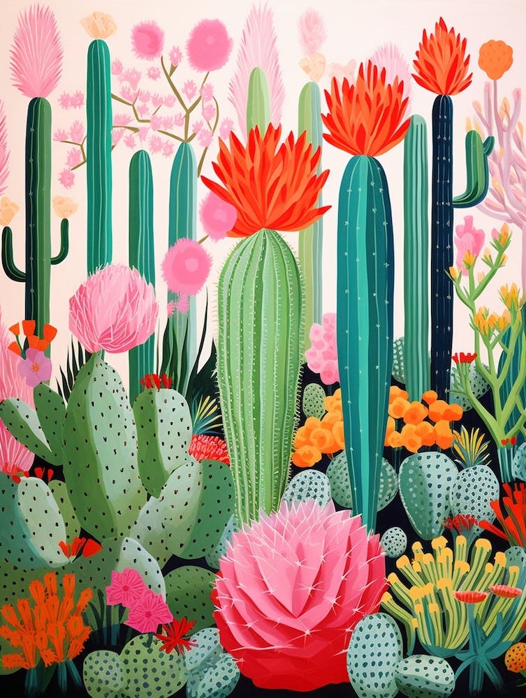 Pink And Green Cacti