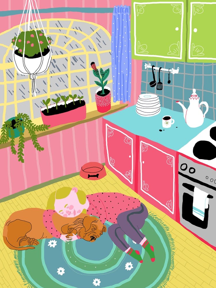 Sleeping On A Kitchen Floor