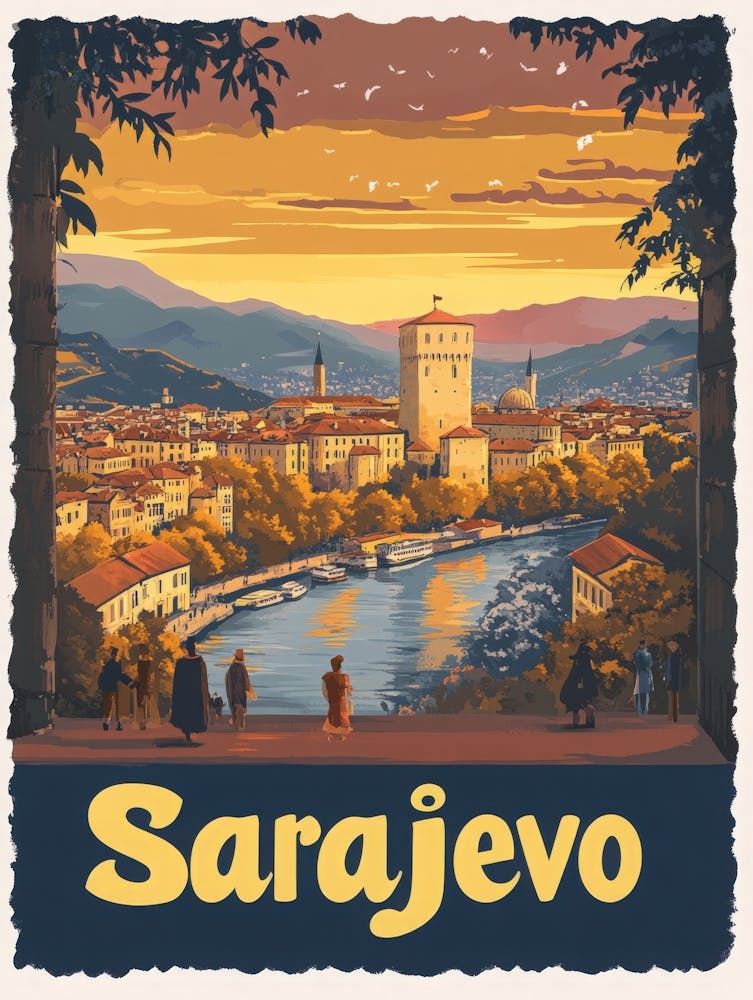 Aihrgdesign A Mid Century Modern Travel Poster For Sarajevo 1