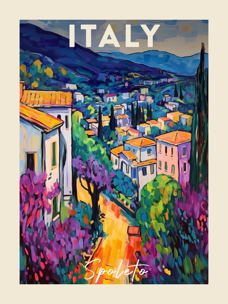 Spoleto Italy 4 Fauvist Painting Travel Poster