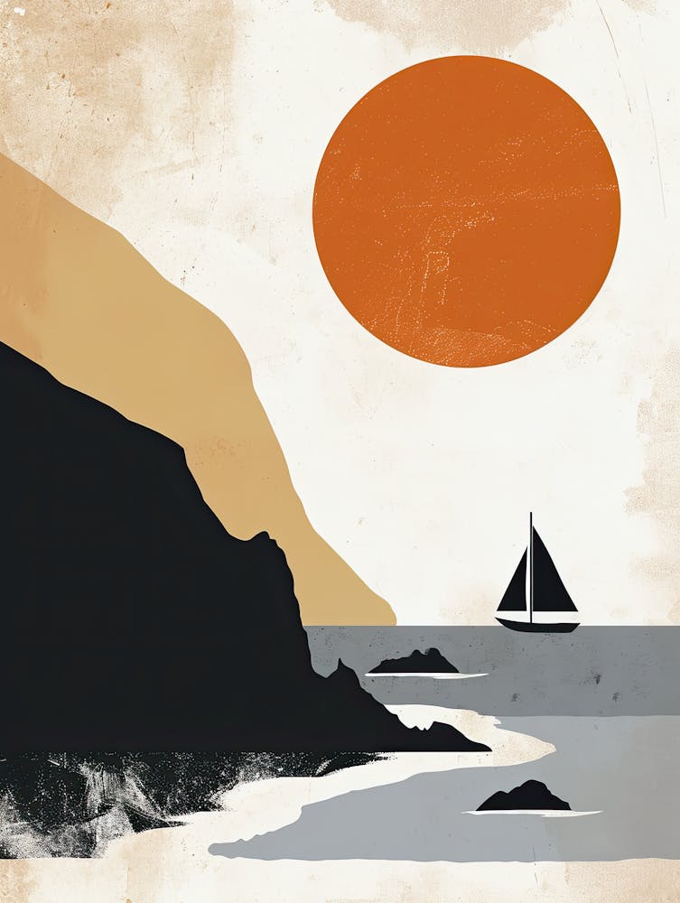 Voilier Sur La Plage, Minimalisme Scandinave