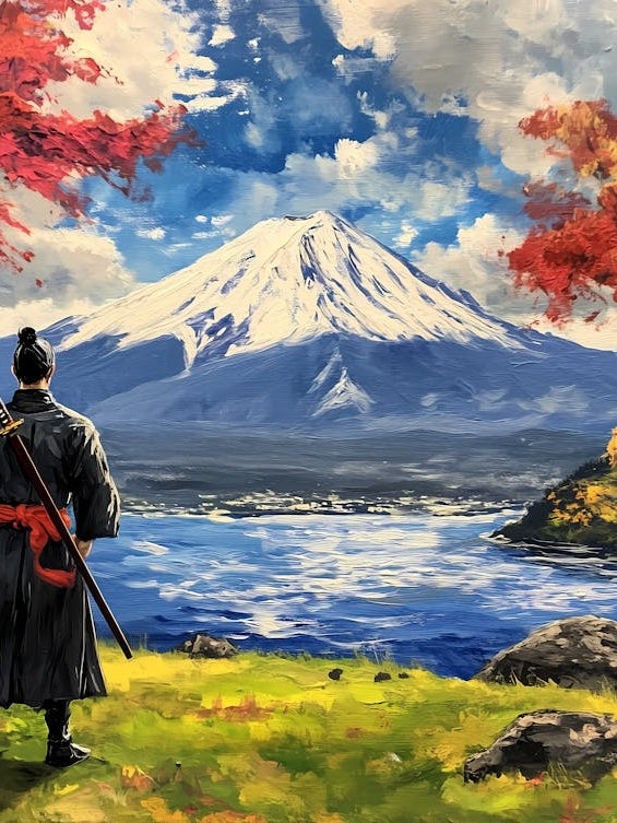 Samurai And Mountain Fuji - Autumn