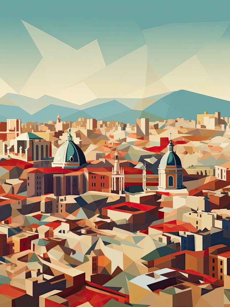 Valencia, Spain, Geometric Illustration 4