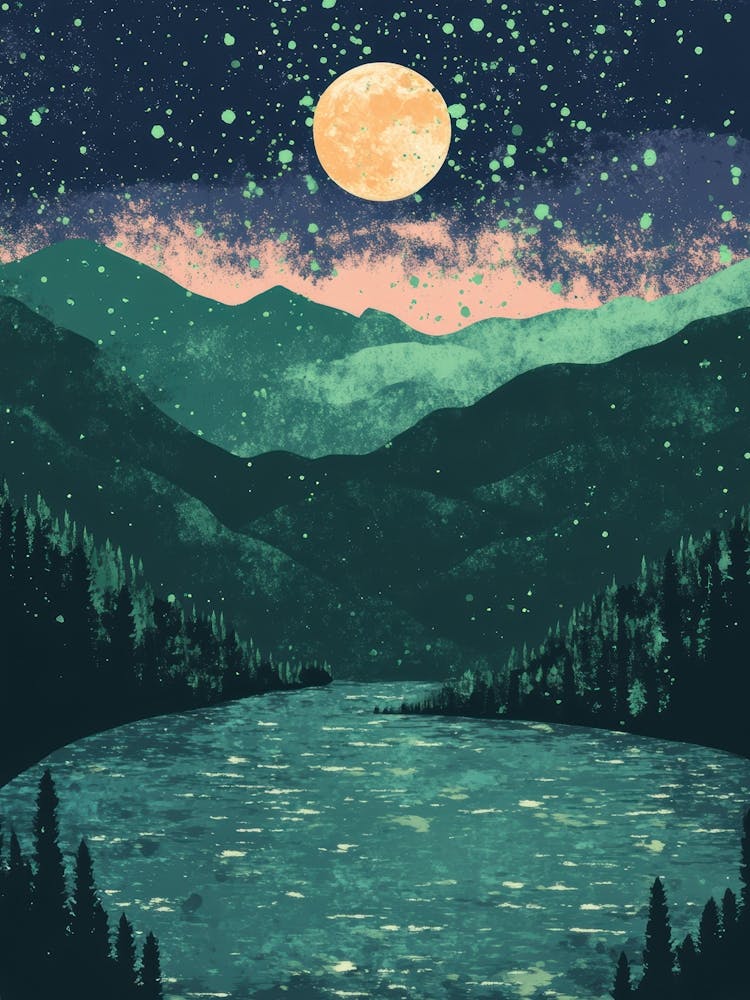 Moonlight Over Lake 5