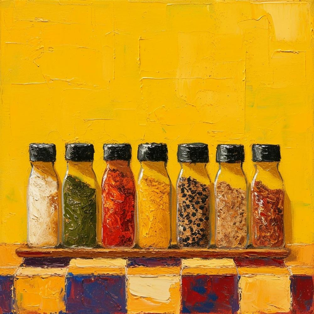 Spices On A Shelf Yellow 2