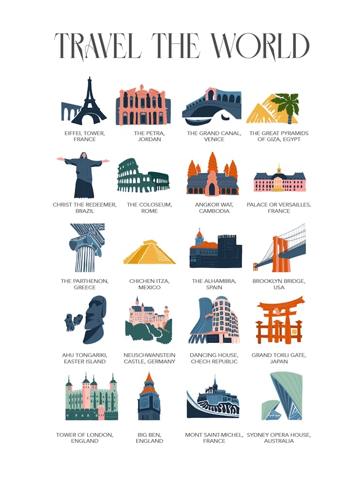 Travel The World, Travel Poster In Cute Illustration