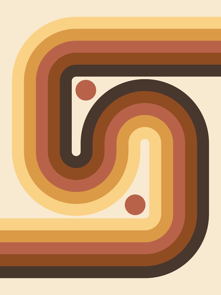 Geometric Rainbow Midcentury Modern Pattern Vintage earthy brown